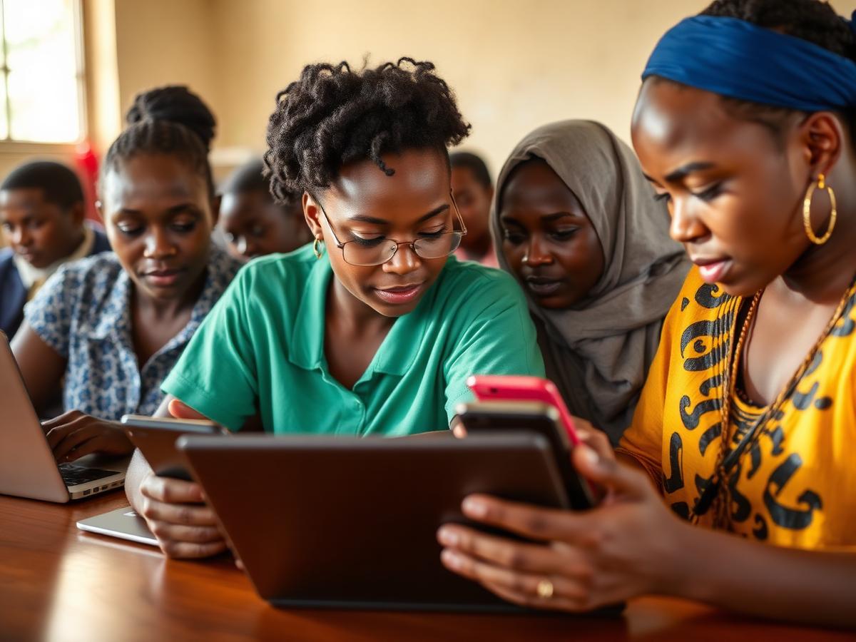 Kenyan youth collaborating outdoors